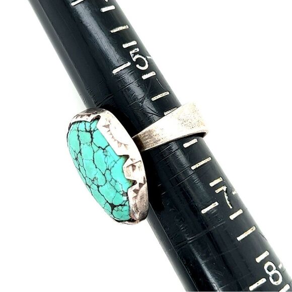 Silver Turquoise Adjustable Ring (Signed) - Picture 9 of 9